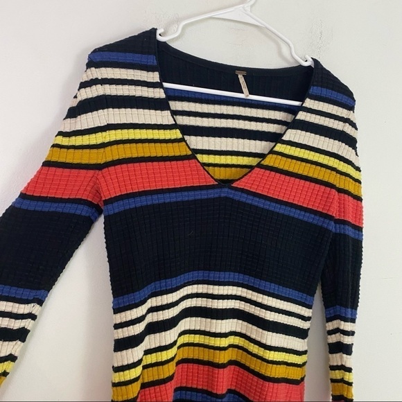 FREE PEOPLE black stripe mini dress - Picture 5 of 6